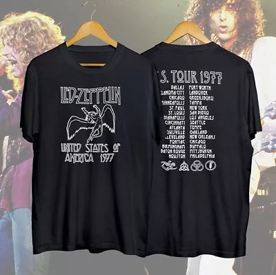 Vintage Led Zeppelin 1977 American Tour Black T-shirt For Fans • $9.95