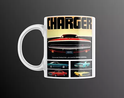 1970 Dodge Charger 11oz Coffee Cup Mug MOPAR 440 383 R/T 500 Brochure Ad • $14.99