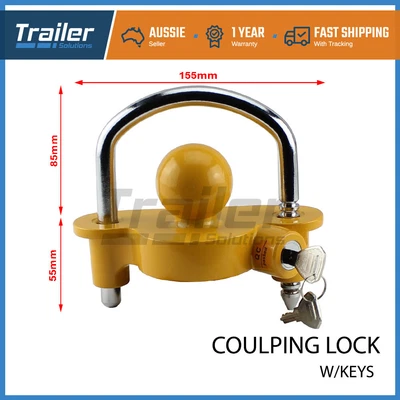 $23.49 • Buy Trailer Parts Coupling Lock Universal Hitch Tow Ball 2 Keys Caravan Antitheft