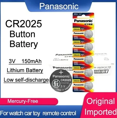  8 Battery Panasonic  CR2025 3V Lithium Coin Cell Battery  • £7.99
