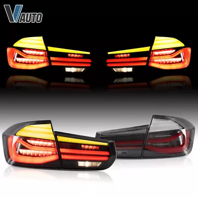 2*VLAND Black Clear LED Tail Lights For 2012-2018 BMW M3/3 Series Sedan F30 F35 • $180