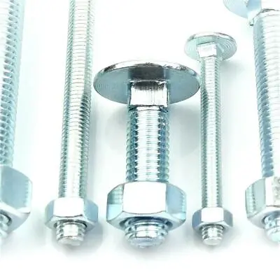 £27.82 • Buy M6 M8 M10 Zinc Cup Square Carriage Bolt Coach Screw With Hex Full Nuts Din 603
