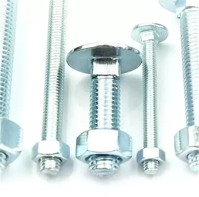 £27.82 • Buy M6 M8 M10 Zinc Cup Square Carriage Bolt Coach Screw With Hex Full Nuts Din 603