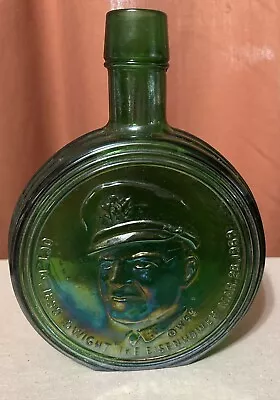 Vintage 1st Edition Wheaton Green Iridescent Ike Eisenhower Commemorative Bottle • $4