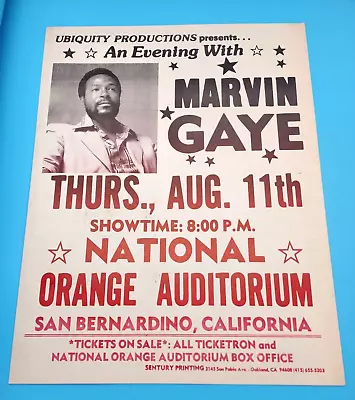 Marvin Gaye Motown Music - Original Concert Poster - California - Vintage 1977 • $799.95