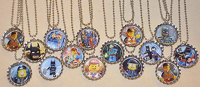 $15 • Buy SET OF 15  LEGO MOVIE  Bottlecaps W/ 15 Necklaces.Birthday Party Favors.Emmet