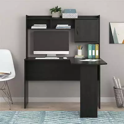  L-Shaped Desk With Hutch Black Oak • $118.24