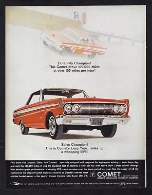 1964 MERCURY COMET Print Ad  Durability Champion!... First There Was Daytona  • $11.95