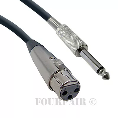 25ft XLR 3-Pin Female To 1/4  Mono Plug Shielded Microphone Mic Audio Cable Cord • $9.89