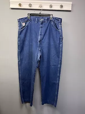 Vintage Pointer Brand Carpenter Jeans Made In USA Blue Denim Mens 46x32 *(44x30) • $36.99