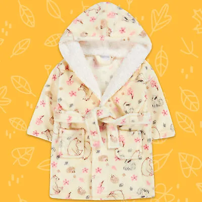 Baby Girls Cream Dressing Robe Woodland Energy Saving Gown Bathrobe 6-24 Months • £10.99