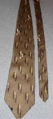 Vintage Walt Disney World Peek-a-boo Mickey Mouse Pattern Brown Silk Tie • $19.95