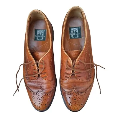 Vintage Cable & Co Made In Italy Wingtip Brogue Oxfords Saddle Tan Leather 8D • $89.89