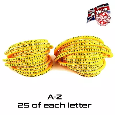 Cable Markers A - Z  Letter 25 Of Each Pack Of 650 For 1mm - 2.5mm  *UK Supply* • £9.95