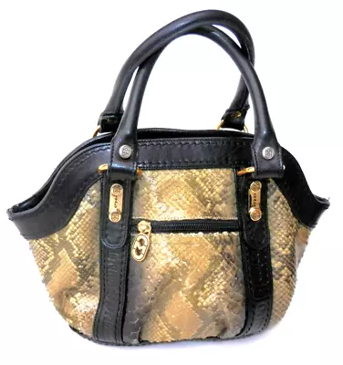 Marino Orlandi Exotic Real SNAKESKIN Green Black W/gold Hardware Bag Made ITALY • $99.50