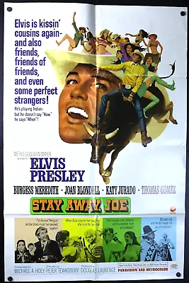 Original One Sheet Poster (27 X 41) For  Stay Away Joe  - 1968. Elvis Presley • $124.95