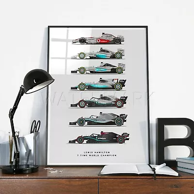 Lewis Hamilton Print Poster Gift Framed Artwork World Championship Cars Mercedes • £24.99