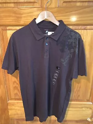 NWT MENS J FERRAR Sz Medium SHORT SLEEVE Brown POLO Modern Fit • $19.95