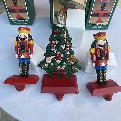 Vintage Midwest Cannon Stocking Hanger Christmas Tree Nut Crackers 3 Pieces Vtg • $20