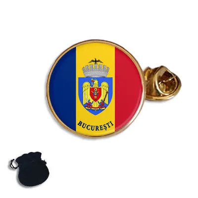 Bucharest City BucureȘti Flag Coat Of Arms Romania Enamel Lapel Pin Badge Gift • £5.49