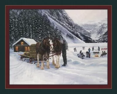 Magic At Lake Louise Snow Horse Fabric Quilt Panel - 100% Cotton - 36  X 45  • $20