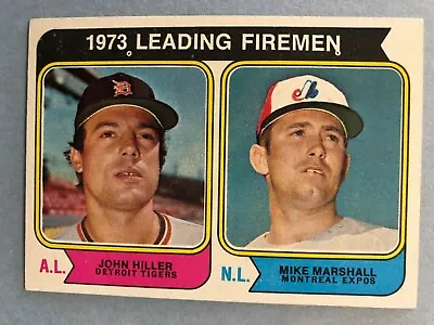 1974 Topps Baseball Card #208  1973 Leading Firemen John Hiller & Mike Marshall • $2.25