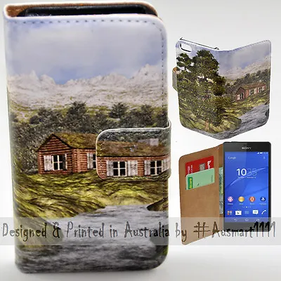 $13.98 • Buy For Sony Xperia Series - Cabin At Hill Print Wallet Mobile Phone Case Cover