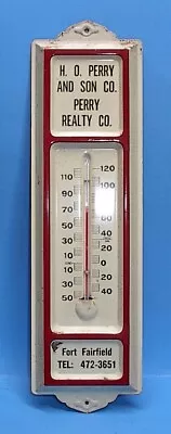 H. O. Perry & Son Co Realty Co Fort Fairfield Maine Steel Wall Thermometer Clean • $19