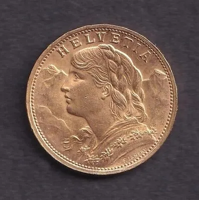 $485.80 • Buy 1922 Swiss Vreneli Helvetia 20 Francs Gold Coin - Switzerland (.900 - 21.6k) UNC