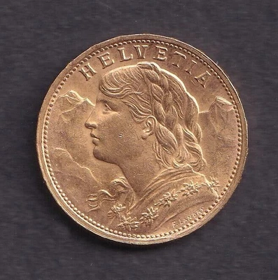 $485.80 • Buy 1922 Swiss Vreneli Helvetia 20 Francs Gold Coin - Switzerland (.900 - 21.6k) UNC