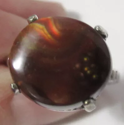 Mexican Fire Agate & Sterling Ring Size 6.5 To 6.75 • $32.50