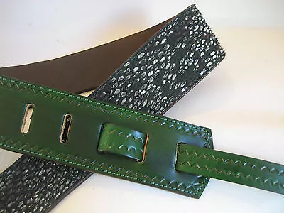 $45.81 • Buy Unique Green Leather / Green Snake Guitar/bass Strap