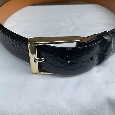 Martin Dingman Men's Alligator Grain Calf Leather Belt Black SZ. 36 Made Italy • $40