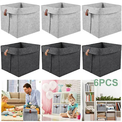 6Pcs Clothes Storage Shoes Cubes Felt Hanging Bins Baskets Box Collapsible❂ • $29.49