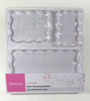 Crafts Too Set Of 3 Clear Stamping Blocks Medium & Large  CT21139 • £11.95