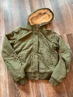 HOLLISTER Khaki Green Fur Insulated Hood Adult Size Small • $18