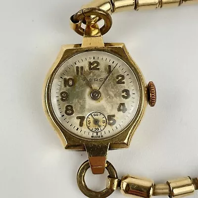 £249 • Buy Vintage 9ct Yellow Gold Cased Ladies Pierce Wristwatch Gold Plated Strap Working