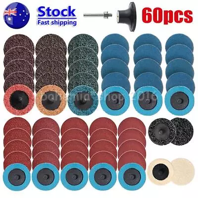 60pcs 50mm Cleaning Conditioning Roll Lock Surface Polishing Sanding Discs Kit • $31.19
