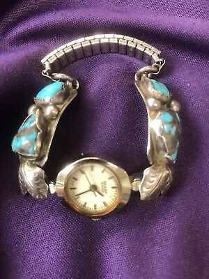 Handmade By R. Platero Turquoise & Sterling Silver Ladies Watch Band Small 5” • $399