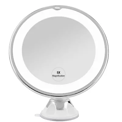 EMKE 5x Magnifying LED Mirror Light Stand & Suction For Make Up Bathroom Shaving • £14.79