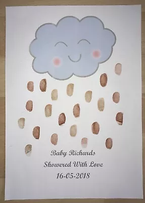 £3.95 • Buy Baby Shower Christening Guest Book Fingerprint Cloud A4 Print Boy Girl Unisex