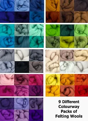 Merino Felting Wool.  Needle Felting | Wet Felting ! Colour Packs Of 6-min 36gms • £5.99