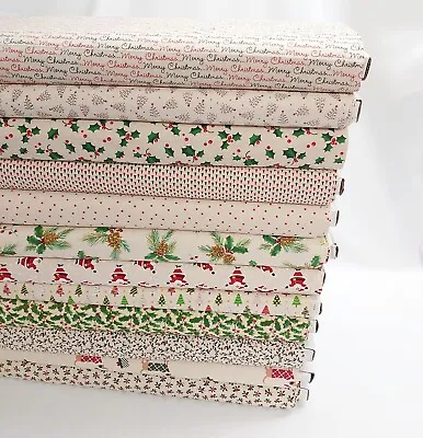 £2.45 • Buy Naturals Christmas Patchwork Cotton Fabric By John Louden Metallic 22'