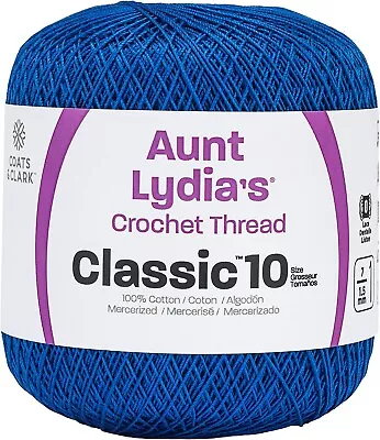 3 Pack Aunt Lydia's Classic Crochet Thread Size 10-Dark Royal 154-487 • £16.39