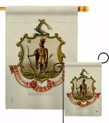 Coat Of Arms Massachusetts Garden Flag Americana States Decorative Yard Banner • $15.95