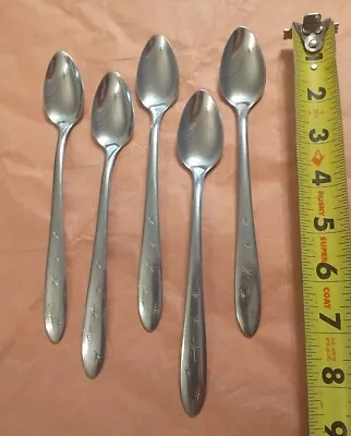 Mar Crest Starburst Stainless Flatware USA Made Set Of 5 ICED TEA SPOONS Atomic  • $20