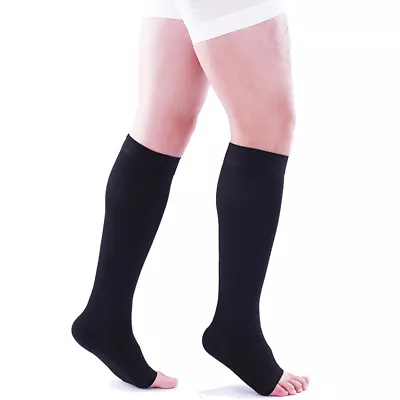 Knee High Compression Stockings Women Men Varicose Vein Flight Travel Edema Sock • $25.33