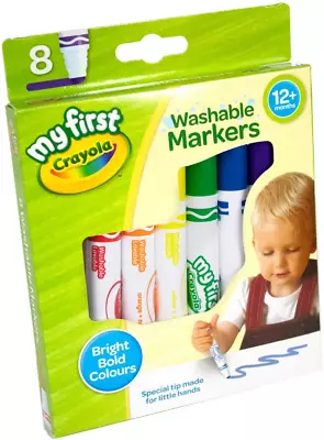 CRAYOLA MyFirst Washable Markers - Assorted Colours (Pack Of 8) | Easy-Grip Mark • £5.38