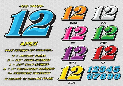 Apex Race Car Numbers Package Upcharge • $94.99