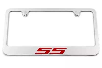 Camaro  SS  Red Logo Engraved Chrome Plated License Plate Frame Made In USA • $33.95